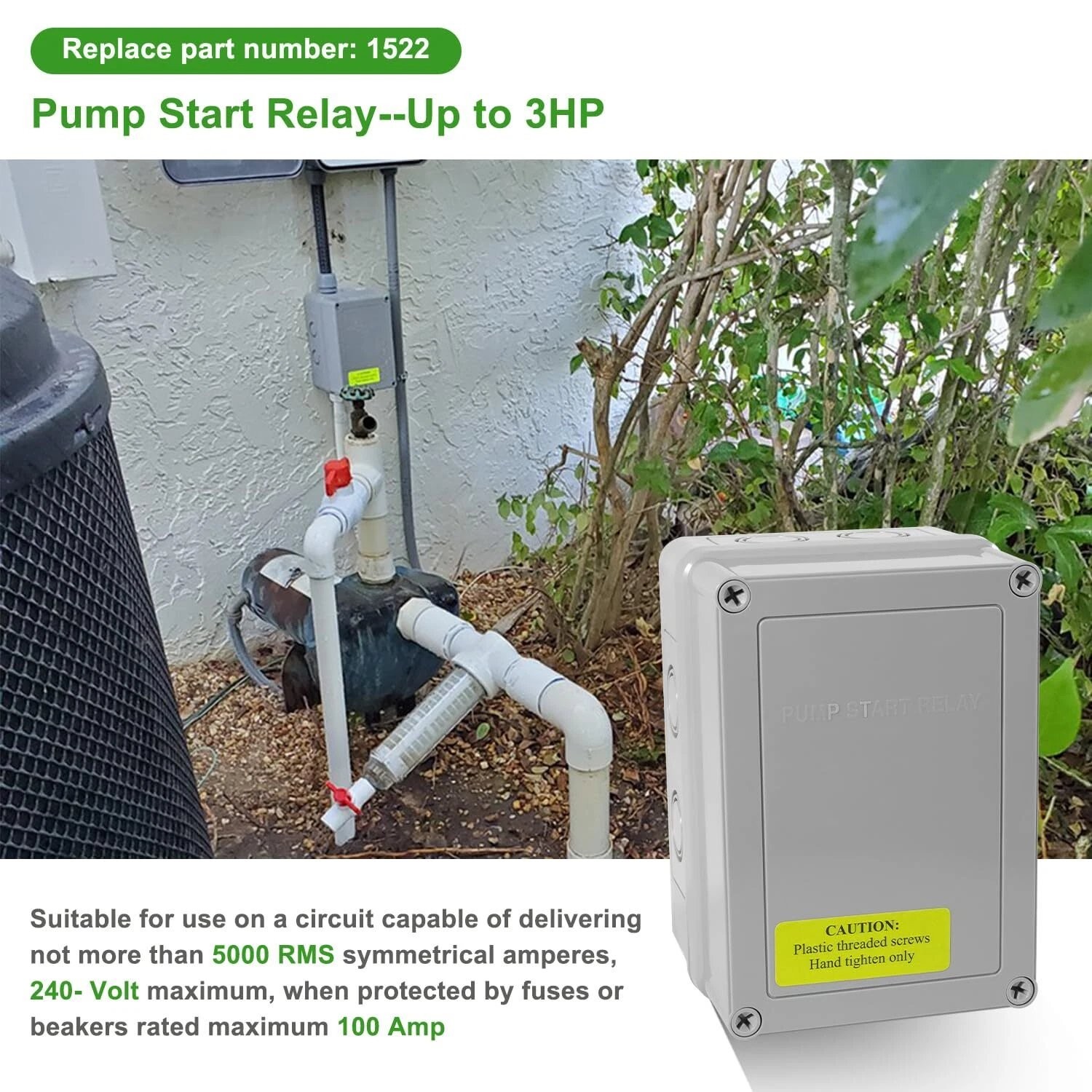 1522 Pump Start Relay for Irrigation Systems with Housing 3HP/110V/220V 24V Coil