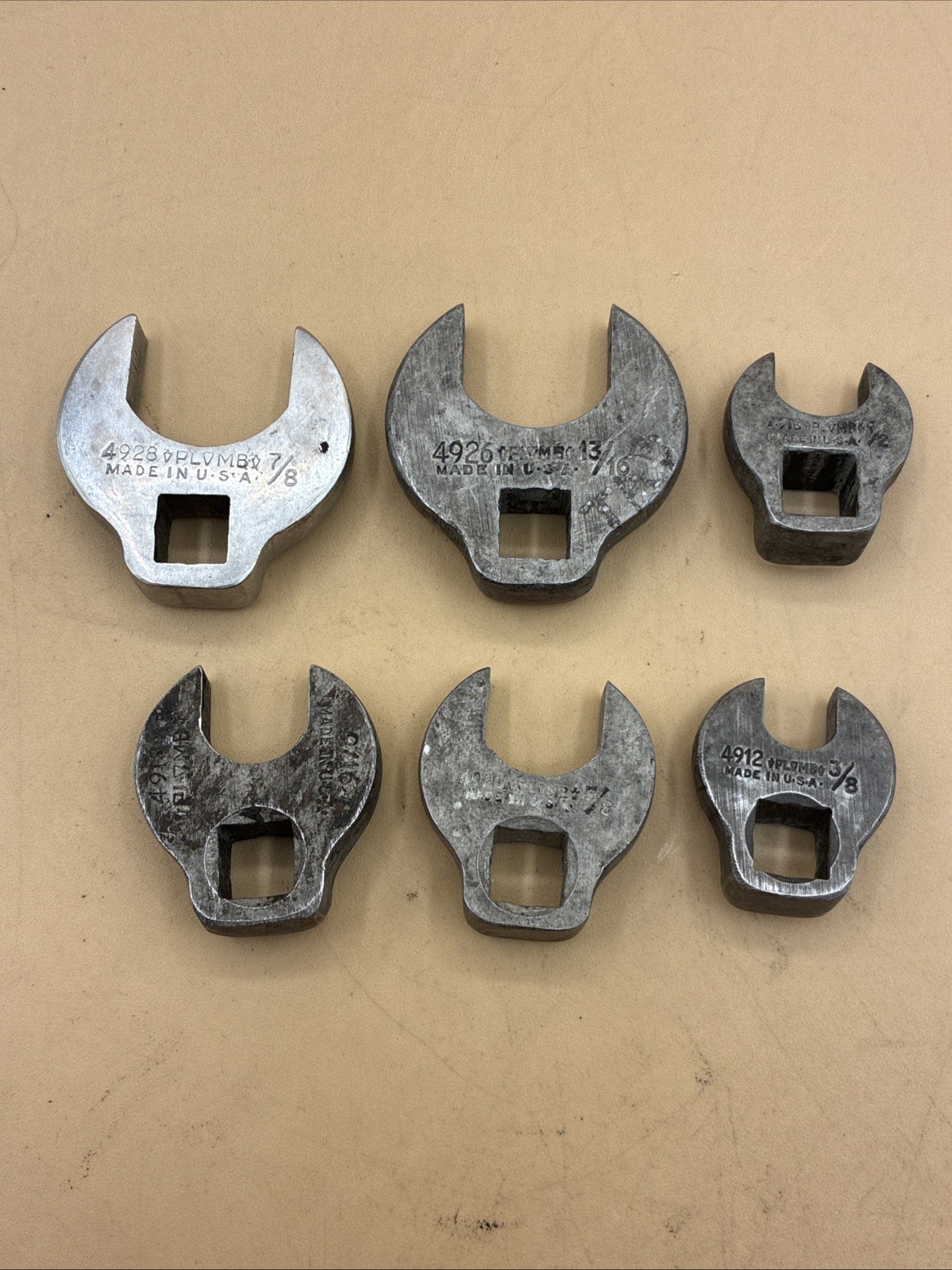 Vintage Plomb USA Crows Foot Sockets Lot Of (6) Rare Vintage. See Photos