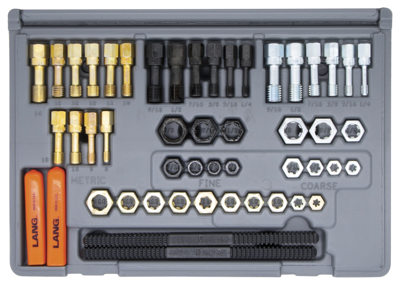 Lang 48pc Tap Die File Rethreading Set Metric NF-SAE NC-USS Thread Restore 971
