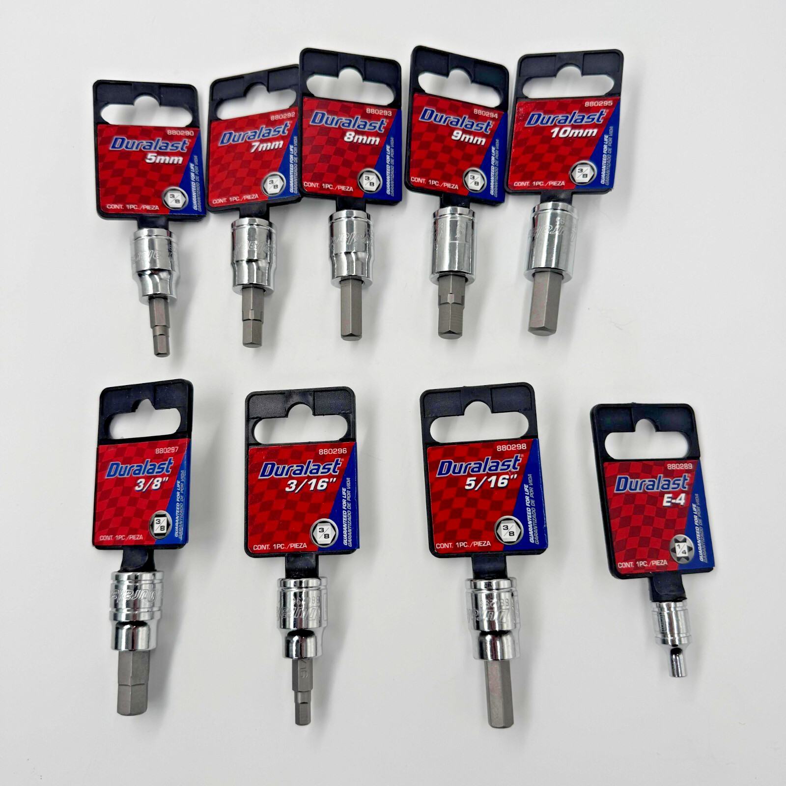 Duralast Hex Bit Sockets 6 point 3/8″ Drive 9 Pieces SAE & Metric * READ* Mixed