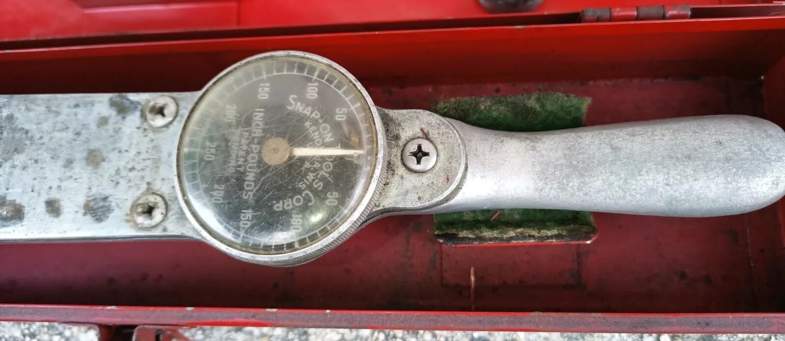 VINTAGE 1940’s ? Snap-on Torqometer Torque Wrench Inch Pounds Metal Steel Case