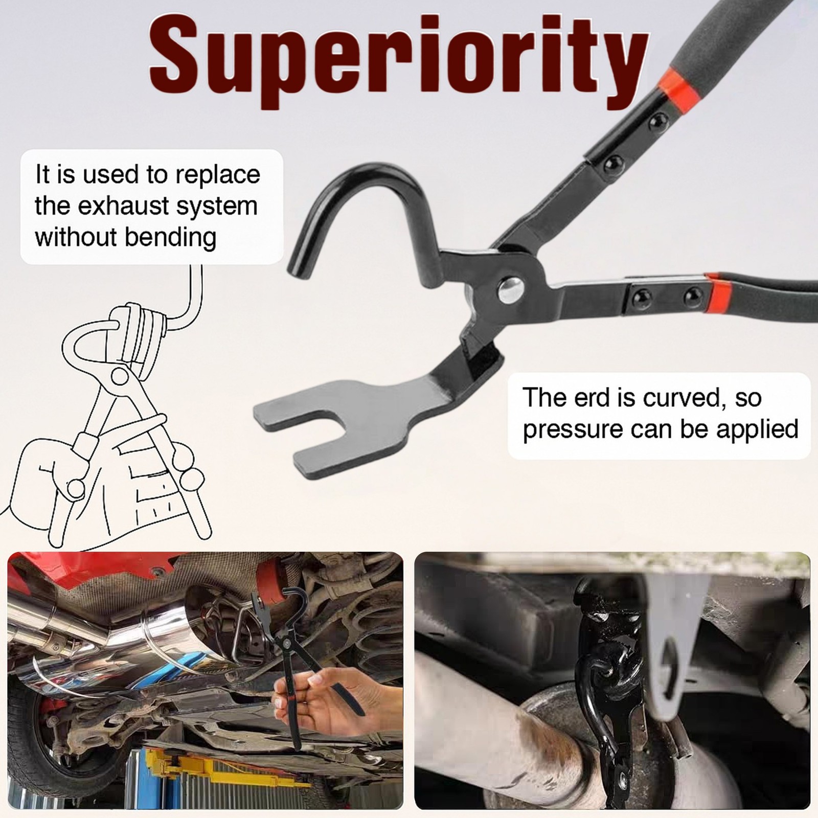 Exhaust Hanger Pliers, Rubber Exhaust Hanger Removal Tool, Universal Cars