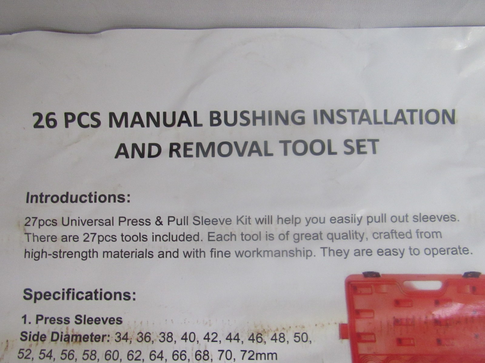 VEVOR Pull and Press Sleeve Kit Bush Bearing Removal Insertion Tool Set 26 PCS
