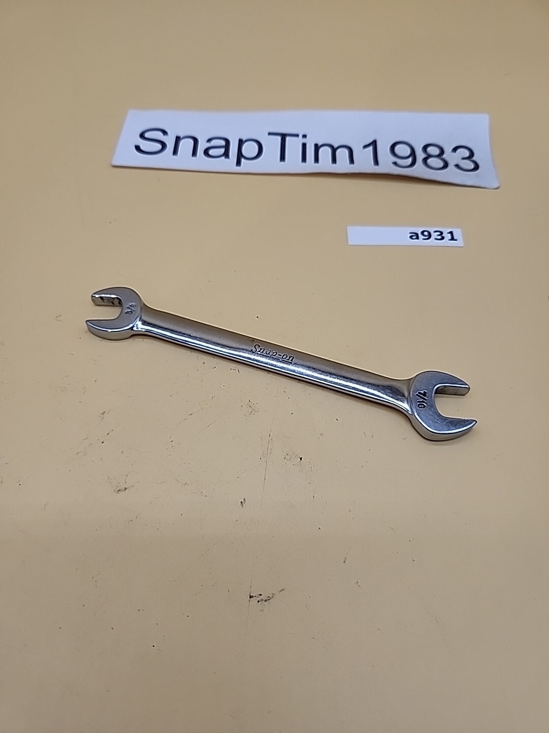 Snap-on Tools VO1214 3/8″ x 7/16″ SAE standard open end chrome wrench USA