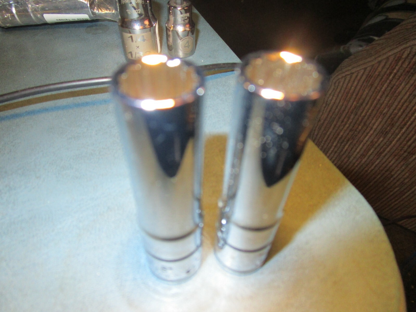 (2) urrea 5014 3/8″drive, 7/16 in, 12 point sae deep socket.
