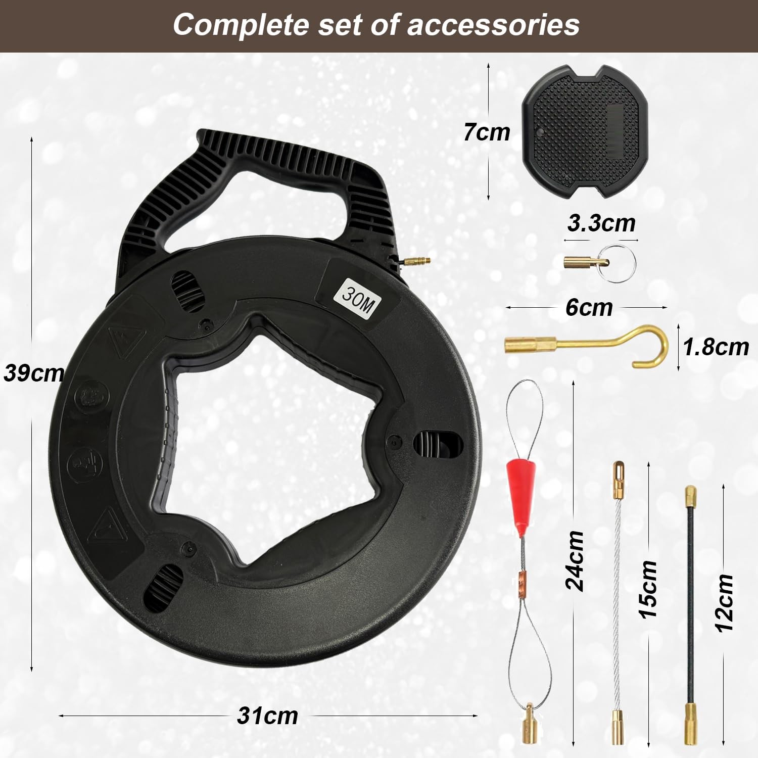 30m Fibreglass Cable Pulling Aid Cable Pulling Aid Fish Tape with Copper Head and 6…