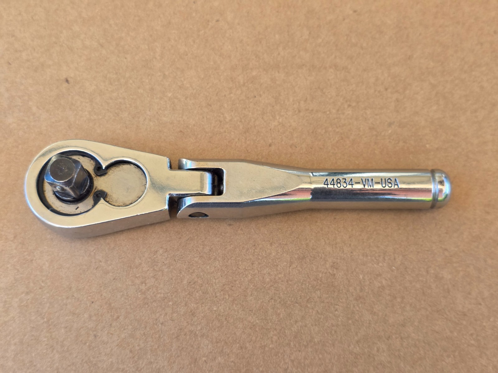 Sears Craftsman USA Nos 3/8” Drive Stubby Flex Head Ratchet 44834 Full Polish