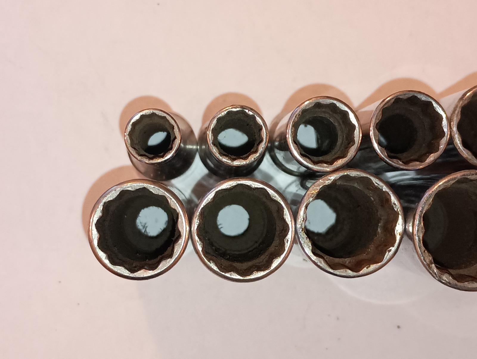 10pc Snap On 3/8″ Dr. 12 Point Deep Socket Set SFM 8,9,11,12,13,14,15,16,17,19mm