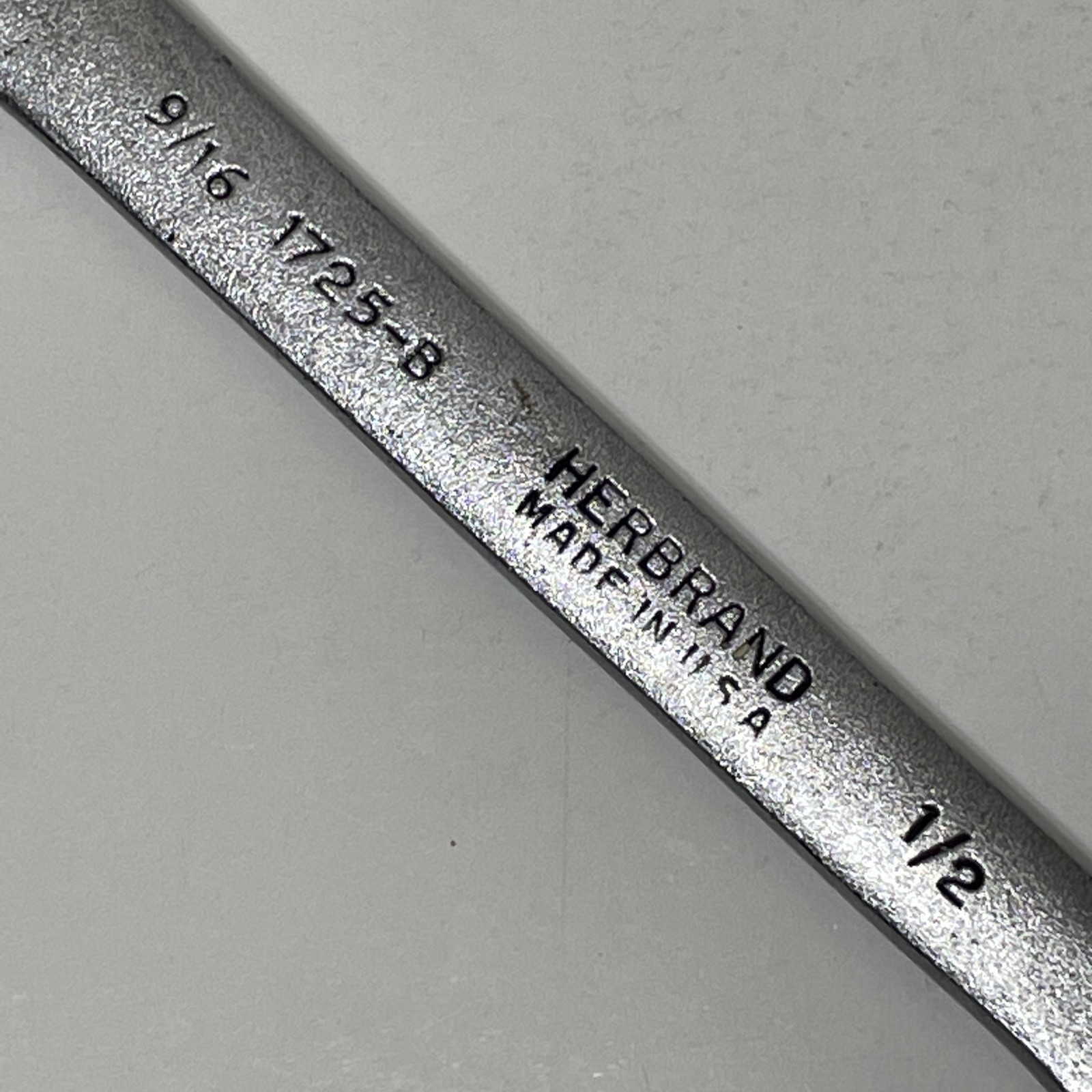 Herbrand 1/2″ x 9/16″ Wrench 1725-B Double Open End SAE Vintage USA Satin Chrome