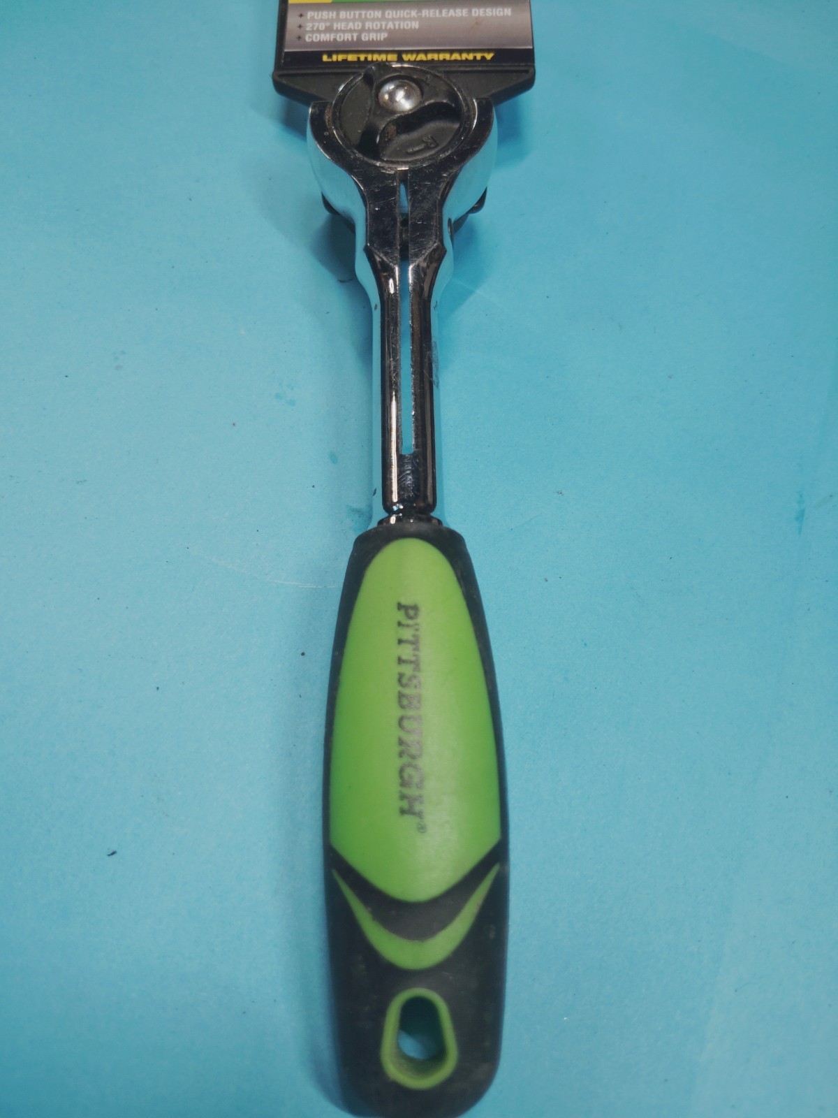 Pittsburgh 1/4″ Drive Flex Head 72 Tooth Green Low Profile Ratchet Comfort Grip