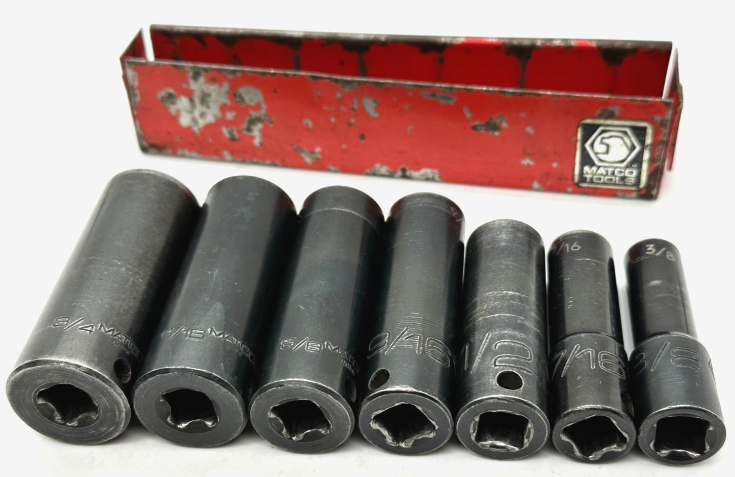 MATCO Tools 3/8” – 3/4″ DEEP Well 3/8″ DR IMPACT Socket Set Lot SAE 6-Point Tray