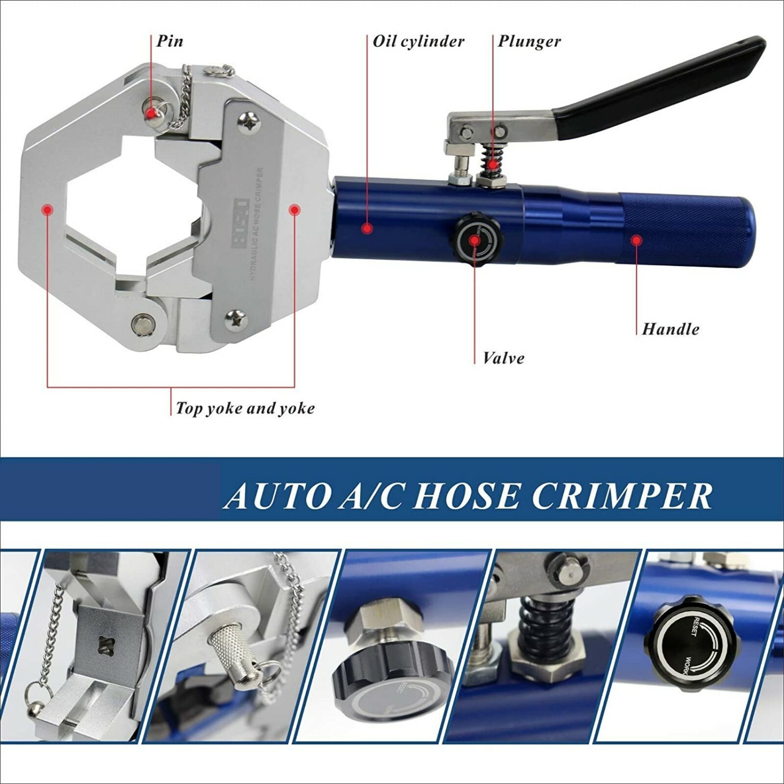 Hydraulic Hose Fitting Crimper Tool Dies Set Power Steering Line RV Truck Shop