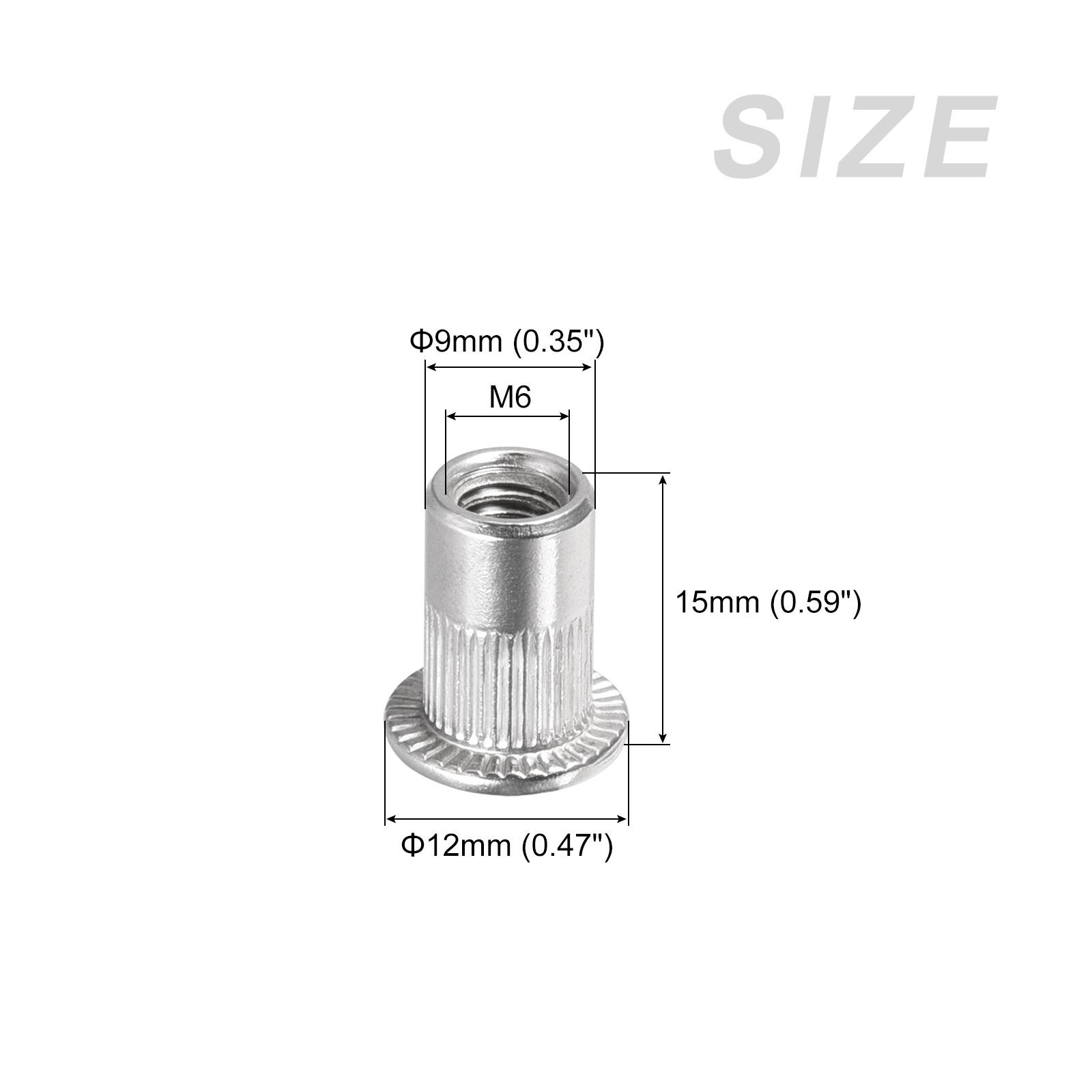 60 x Rivet Nuts (M6) Aluminum Alloy Threaded Insert Nuts Silver Tone