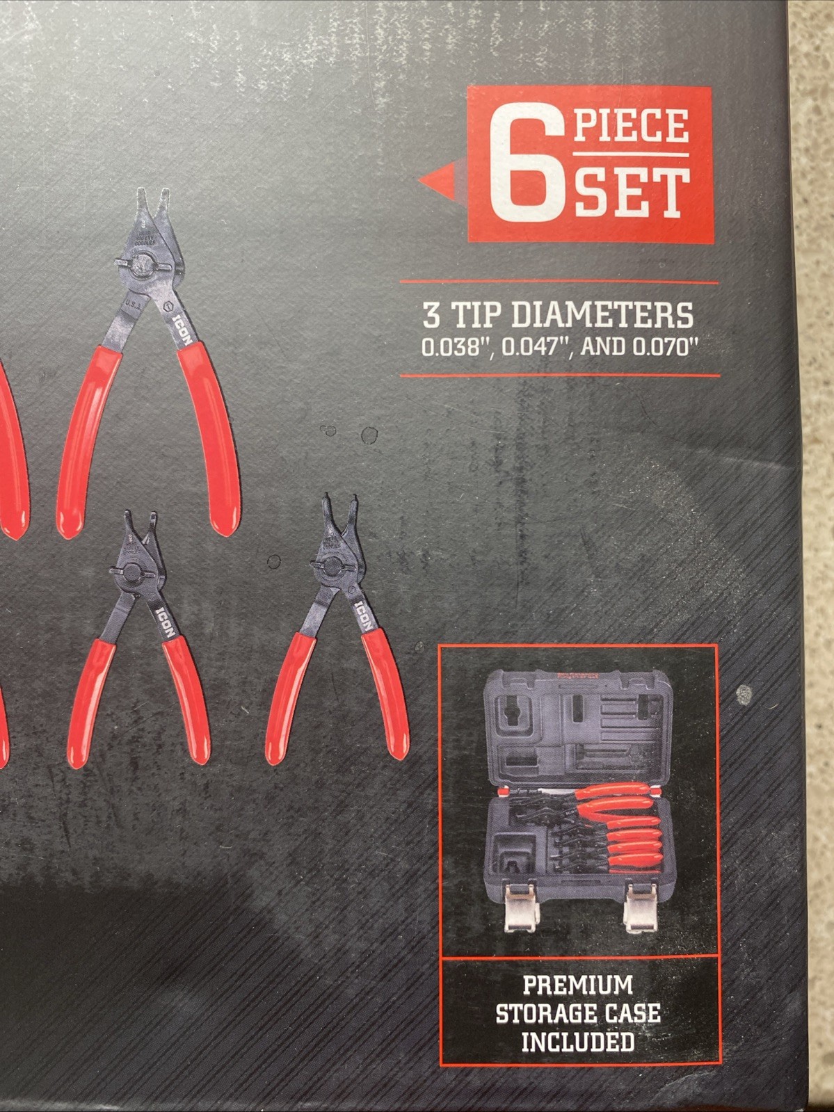 NEW Icon PSRC-6 6PC Quarter Turn Convertible Retaining Ring Plier Set 59150