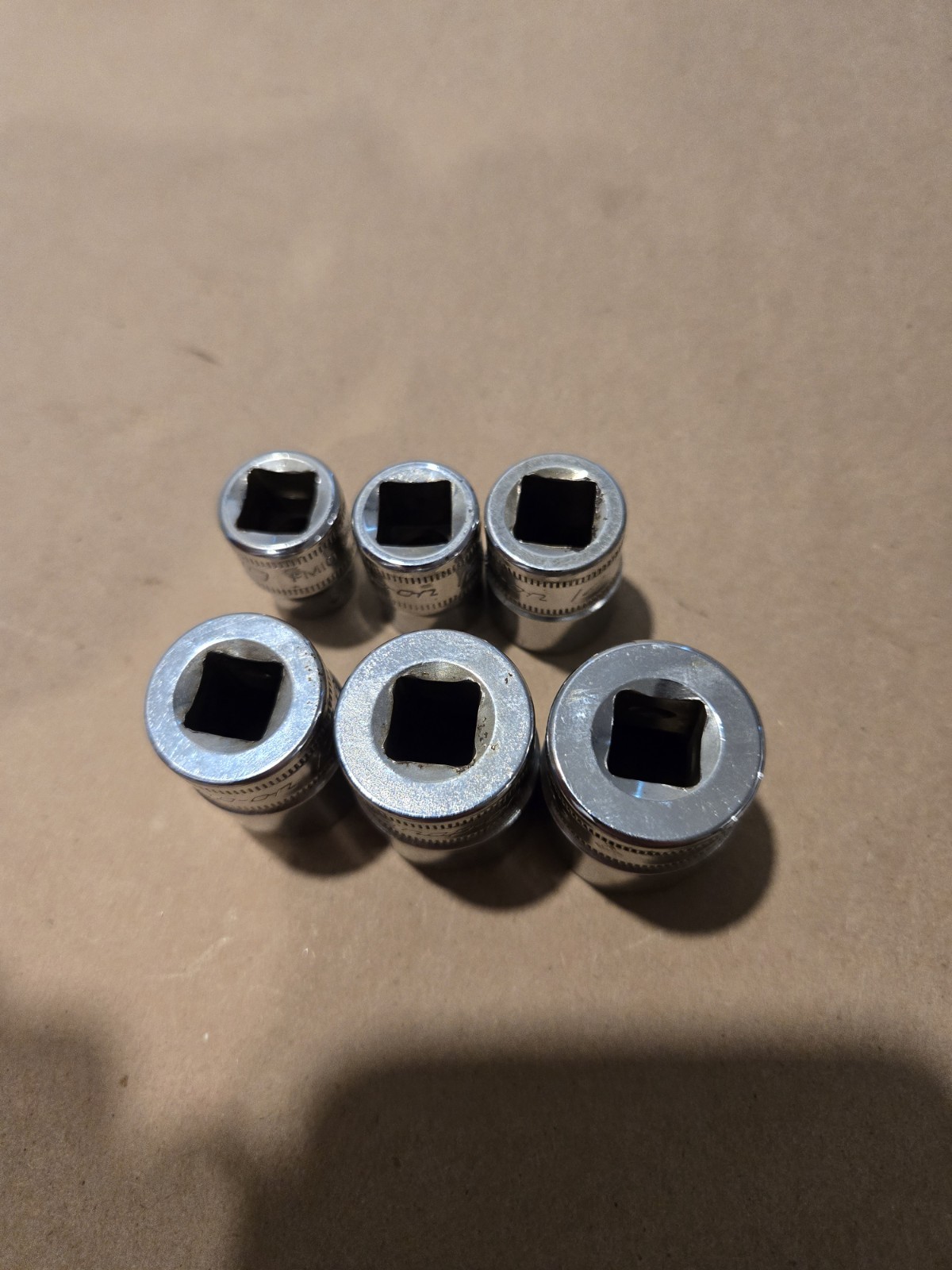 Snap On 3/8″ Drive 10,12,14,17,18,19MM 12PT Metric Shallow Chrome Sockets USA