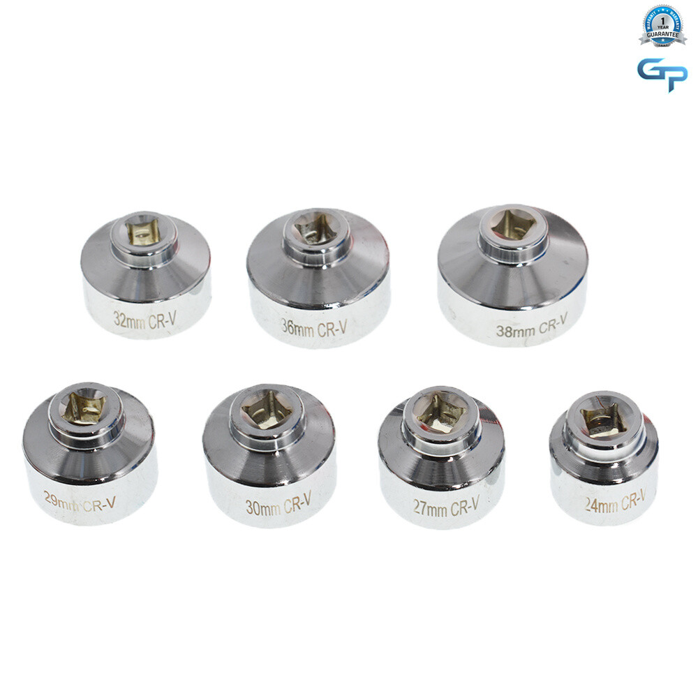 7PCS Oil Filter Socket Set Cup Socket Tool Set Cap Wrench 24 27 29 30 32 36 38mm