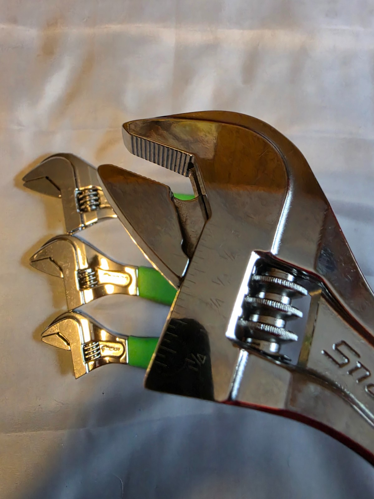 Snap-on™ 6″ 8″ 10″ 12″ Green Flank Drive Plus Adjustable Wrench Set Nice!