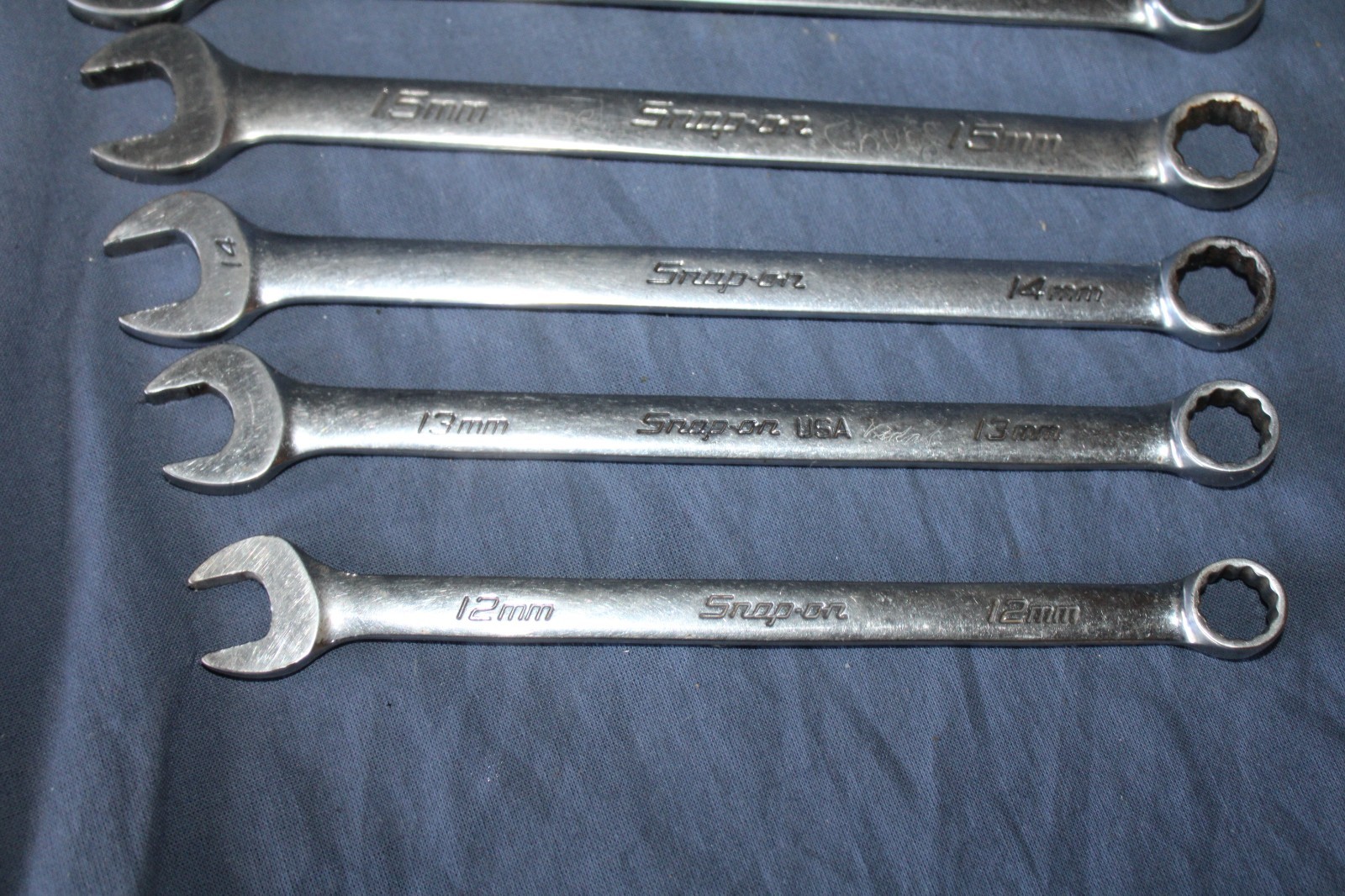 Snap-on 7 Pc Metric Combination Wrench Set 12mm – 18mm 12-Point Flank Drive