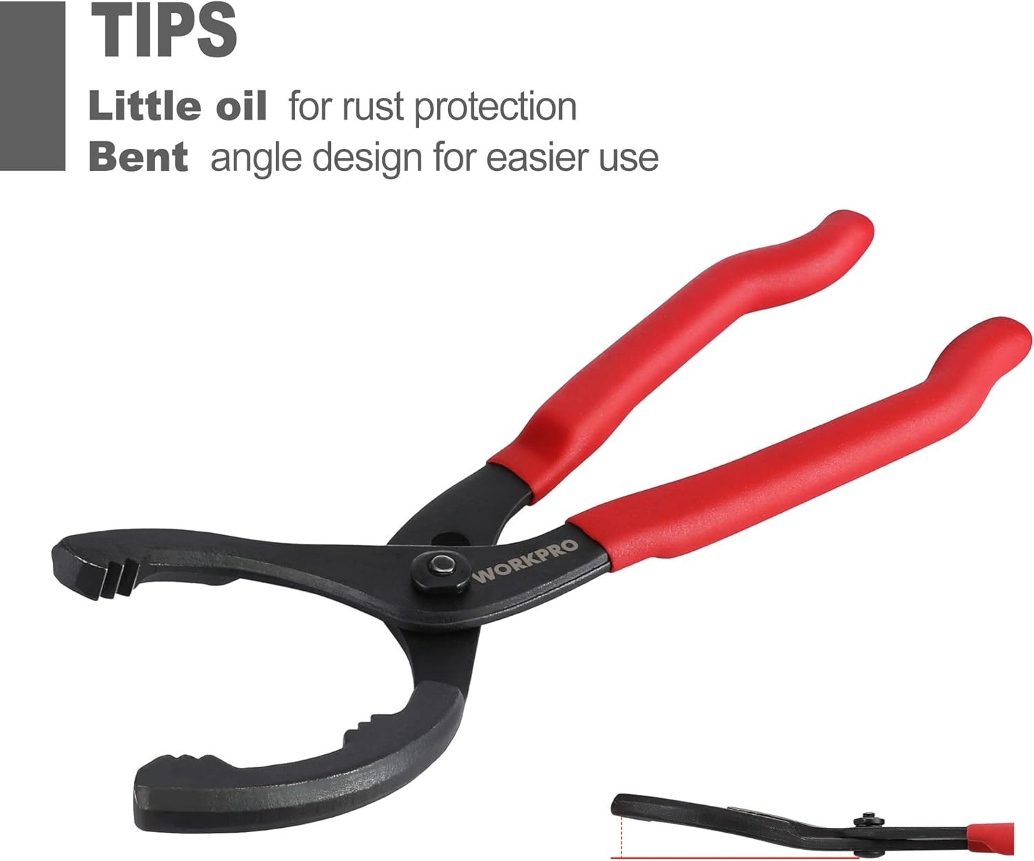 Compact 12″ Oil Filter Pliers with Soft Red Grips – Mechanic’s Essential Tool