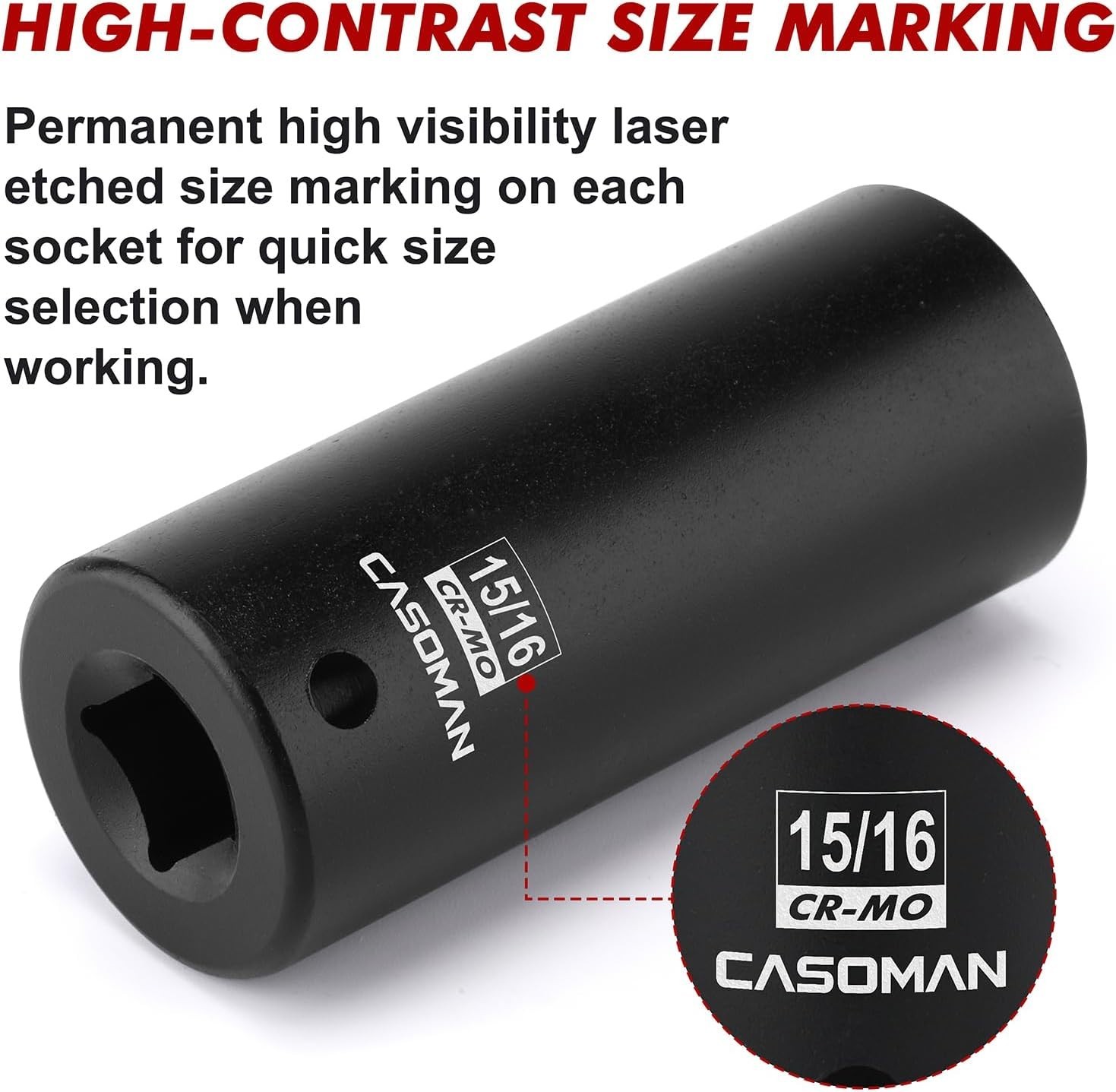 Precision 1/2″ Drive 15/16″ Deep Impact Socket – Corrosion-Resistant CR-MO Steel