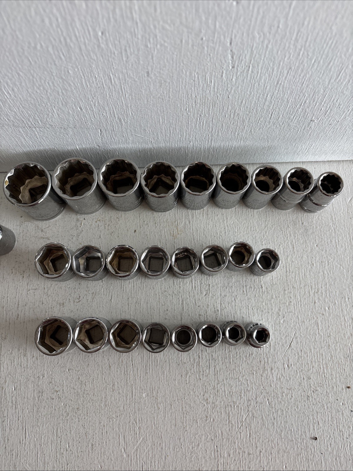 husky socket set 1/2” SAE And 3/8” Metric And SAE-27 Pieces W/ 3” extensions