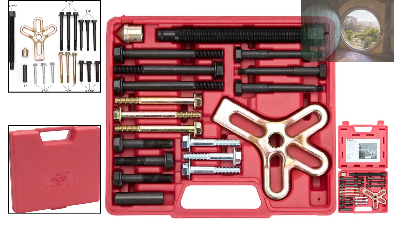 Professional Harmonic Balancer Puller Kit – Alloy Steel & Heat-Treated, Red Case