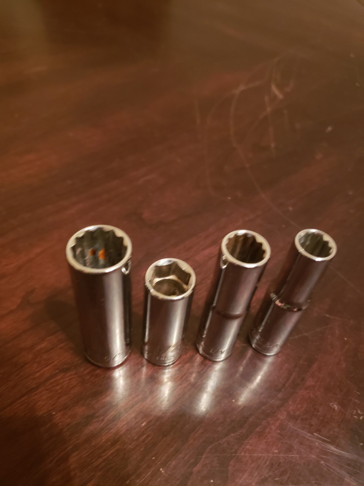 Lot of 4 DEEP Sockets 3/8″ Drive including 9/16″ 1/2″ 7/16″ 3/8″ Funky Formats