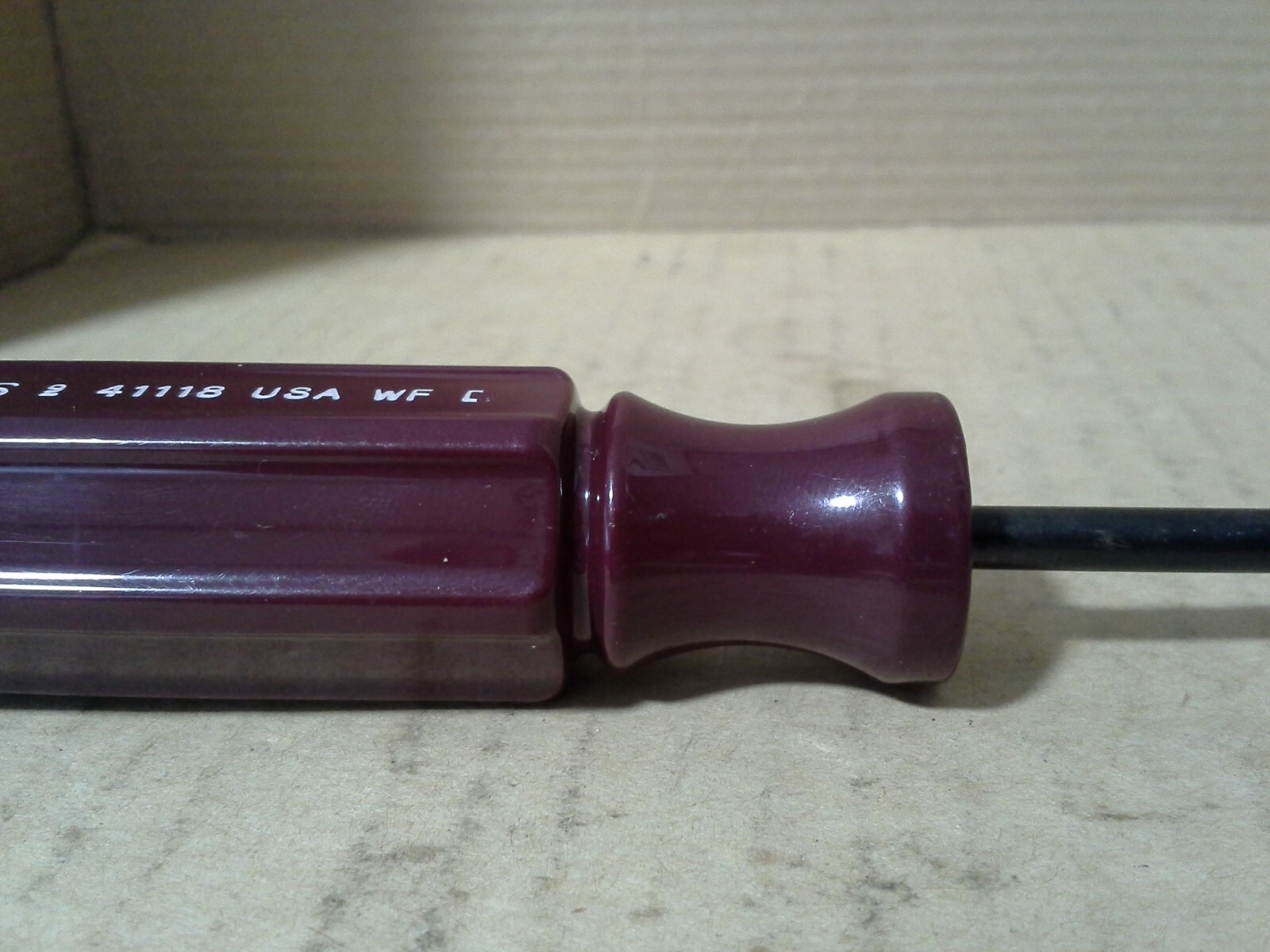 VTG. Sears 9_41118 USA WF Burgundy Handle Flat Head Screwdriver. VGC
