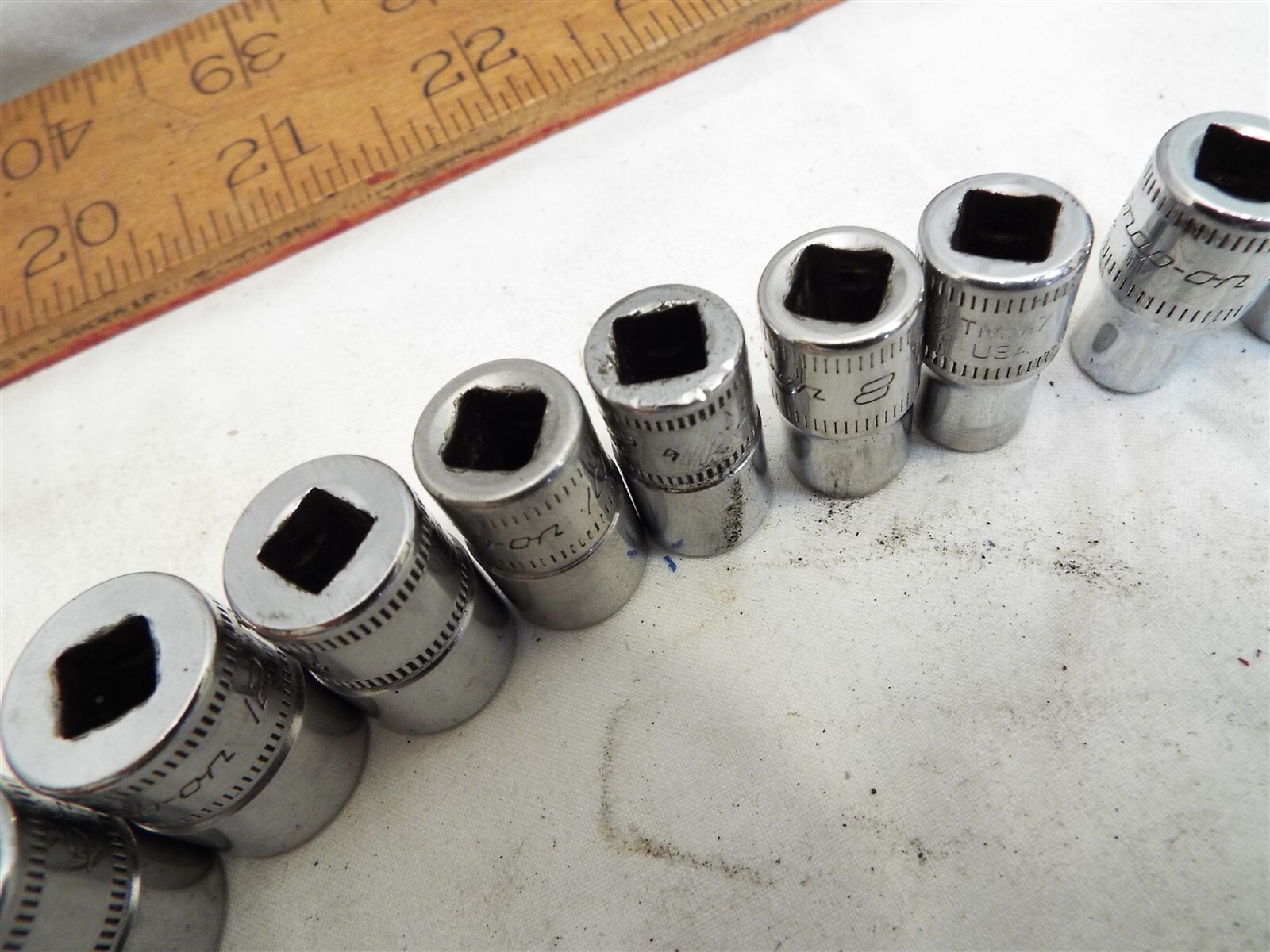 Clean Set 13 Snap-On 1/4″ 6-pt Metric Sockets Shallow/Standard Length 4-15mm