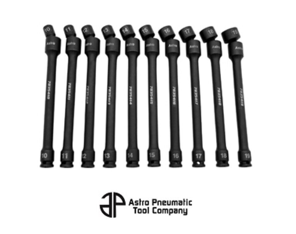 Astro Pneumatic 78354 10 Piece 3/8″ Drive Metric Pinless Universal Impact