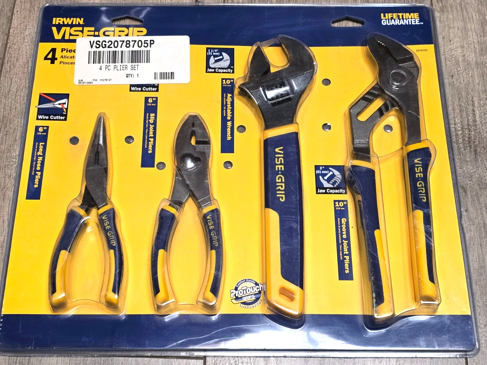 Irwin / ViseGrip 4pc Pro Comfort Grip Pliers & Adjustable Wrench Set #2078705