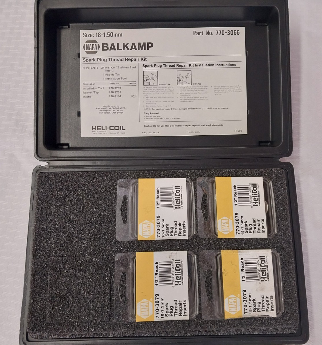 NAPA #770-3066 18mm Helicoil thread repair kit w/coils