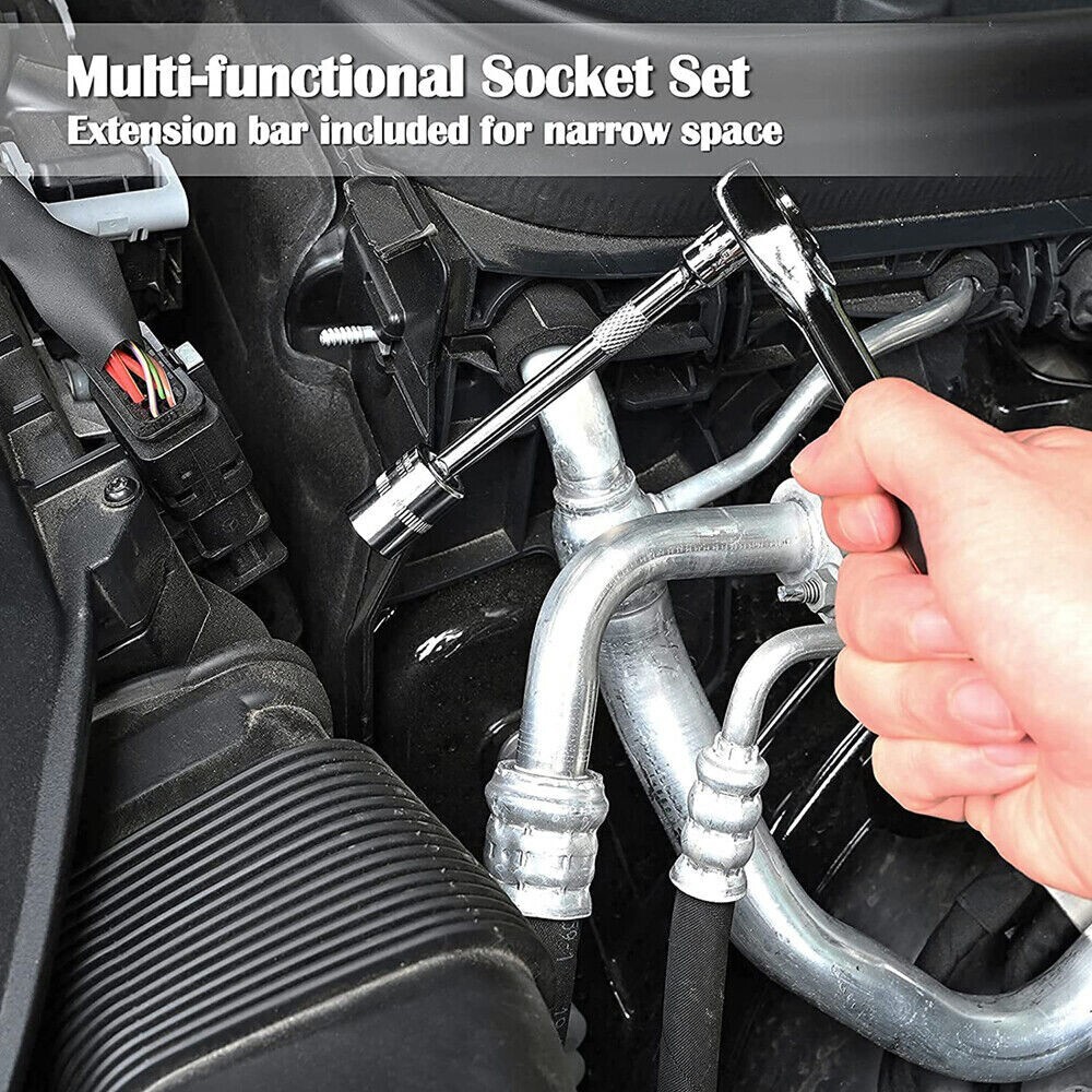 46Pcs 1/4 inch Drive Socket Ratchet Wrench Set for Auto Car Repairing With Case