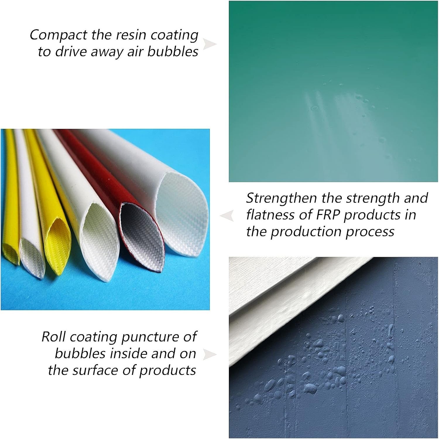 5x Kit de herramientas de rodillo de fibra de vidrio Rodillo laminador de resina
