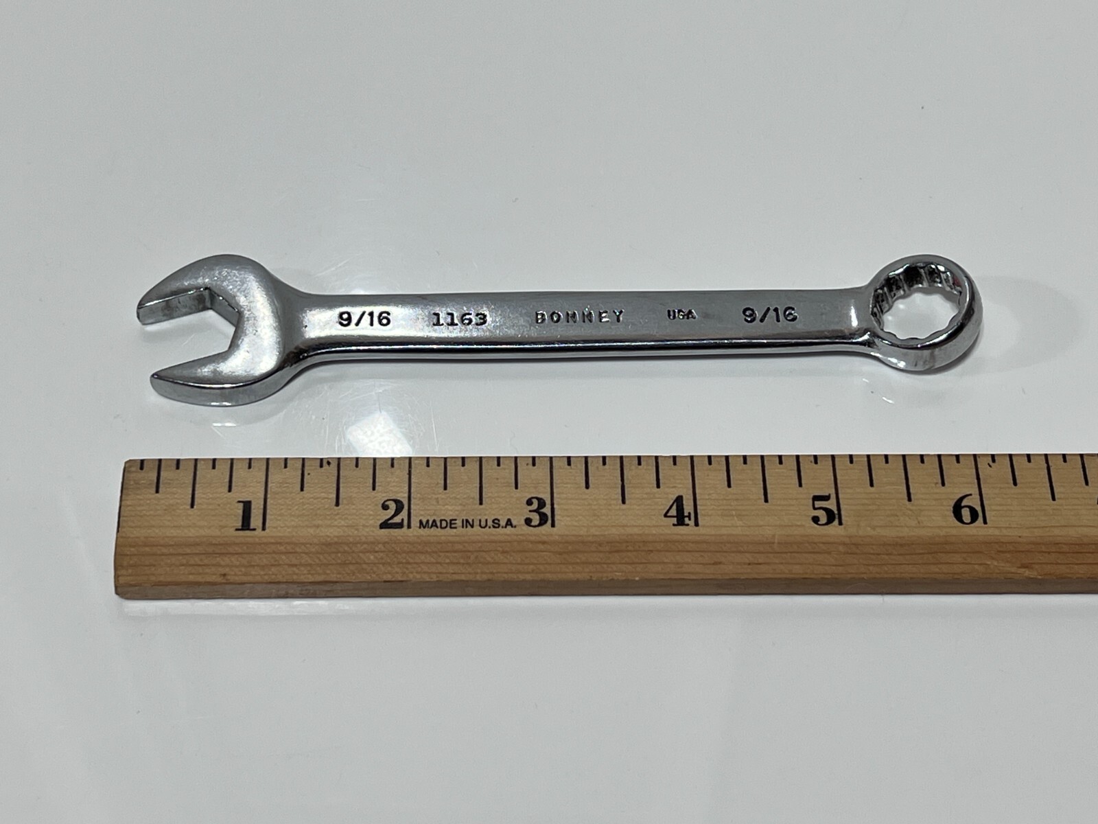 Bonney Tools USA 1163 Full Polish Chrome 9/16″ SAE Combination Wrench – 12 Point