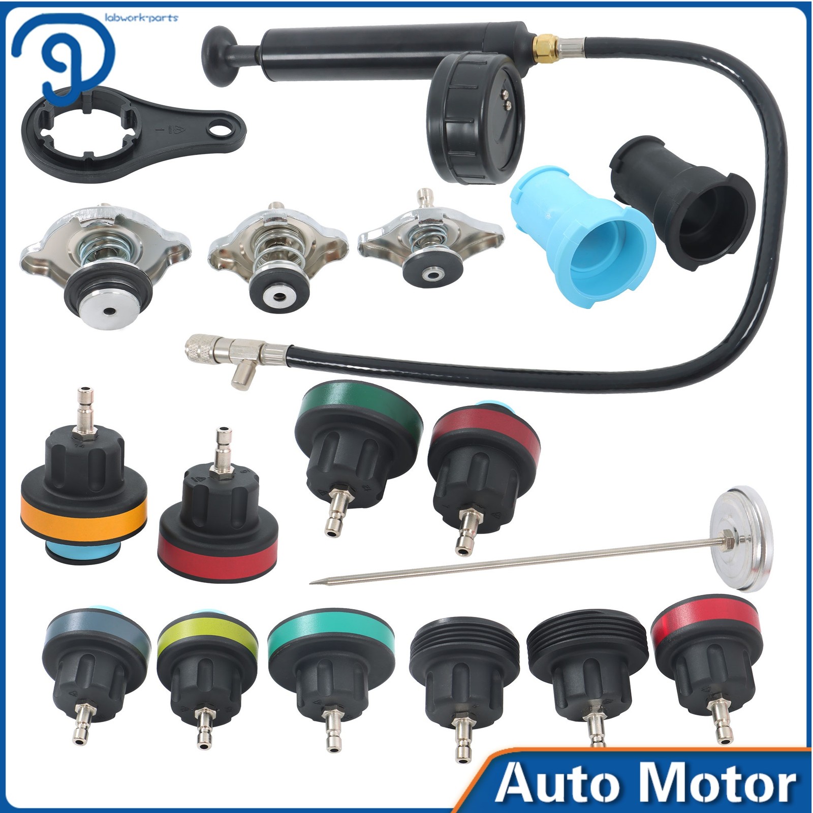 Radiator Cooling System 18pcs Pressure Tester Gasket Water Tank Leak Adapter Set