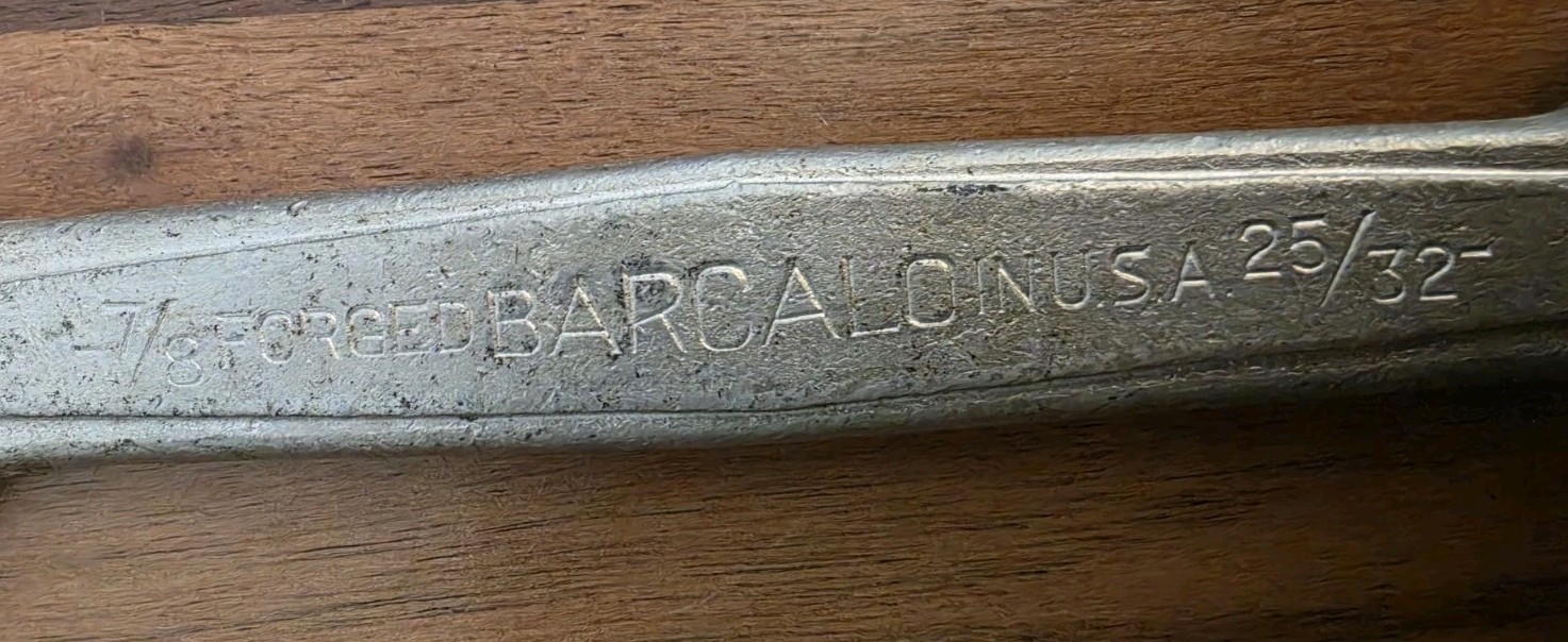 Vintage Barcalo Buffalo Raised Panel Open End Wrench 7/8 x 25/32 USA Tool