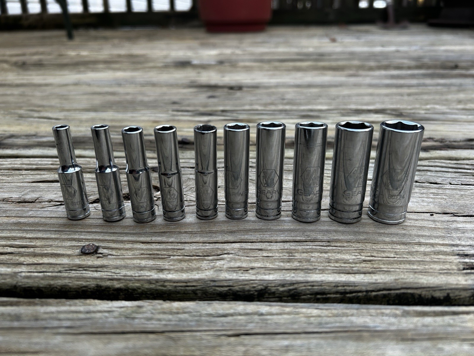 10-Piece SAE Deep Socket Set,1/4 Drive,6PT 3/16-9/16 with 1/4 Socket Driver