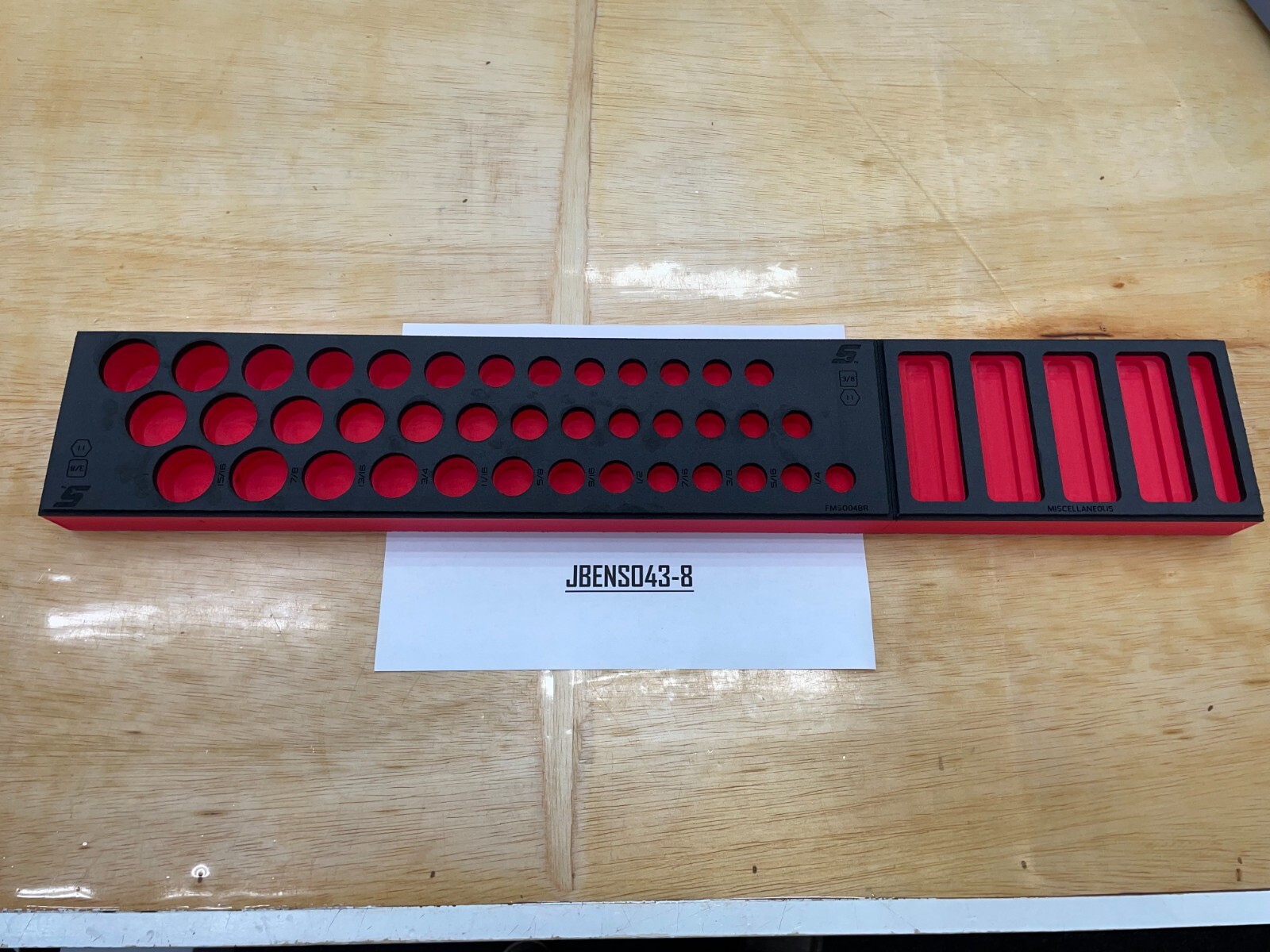 Snap-on Tools RED FOAM ORGANIZER for 39pc 3/8″ Drive SAE Socket Set FMS004BR