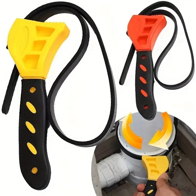 6″ Adjustable Rubber Belt Strap Wrench Metal Pipes Oil Water Filter Removal Tool