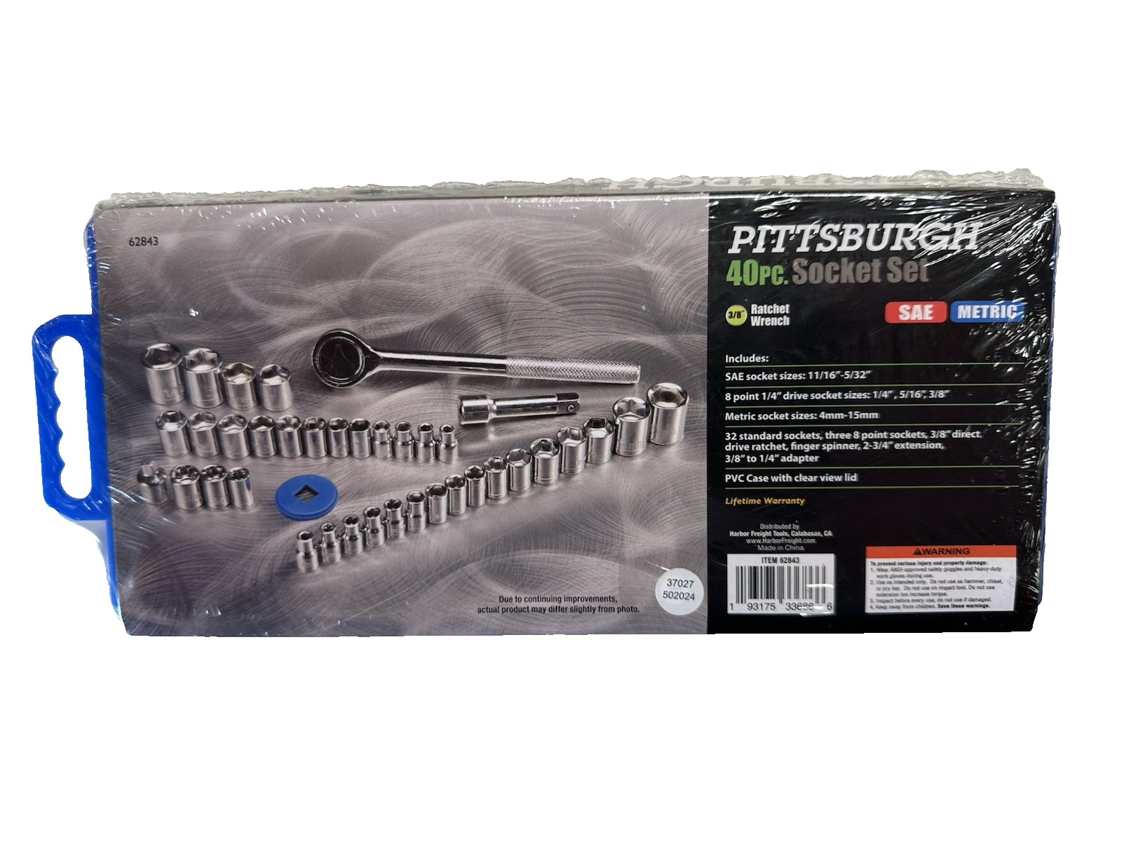 Socket Set, 40-Piece, 3/8 in., 1/4 in., Drive SAE and Metric, Lifetime Warranty