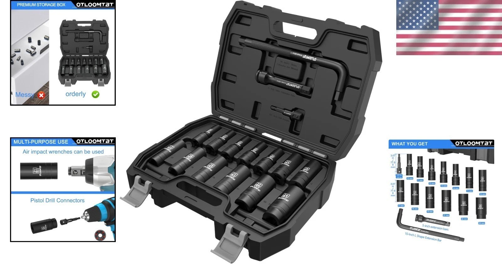 16-Piece 1/2-Inch Drive Chrome Vanadium Impact Socket Set – Durable & Precise
