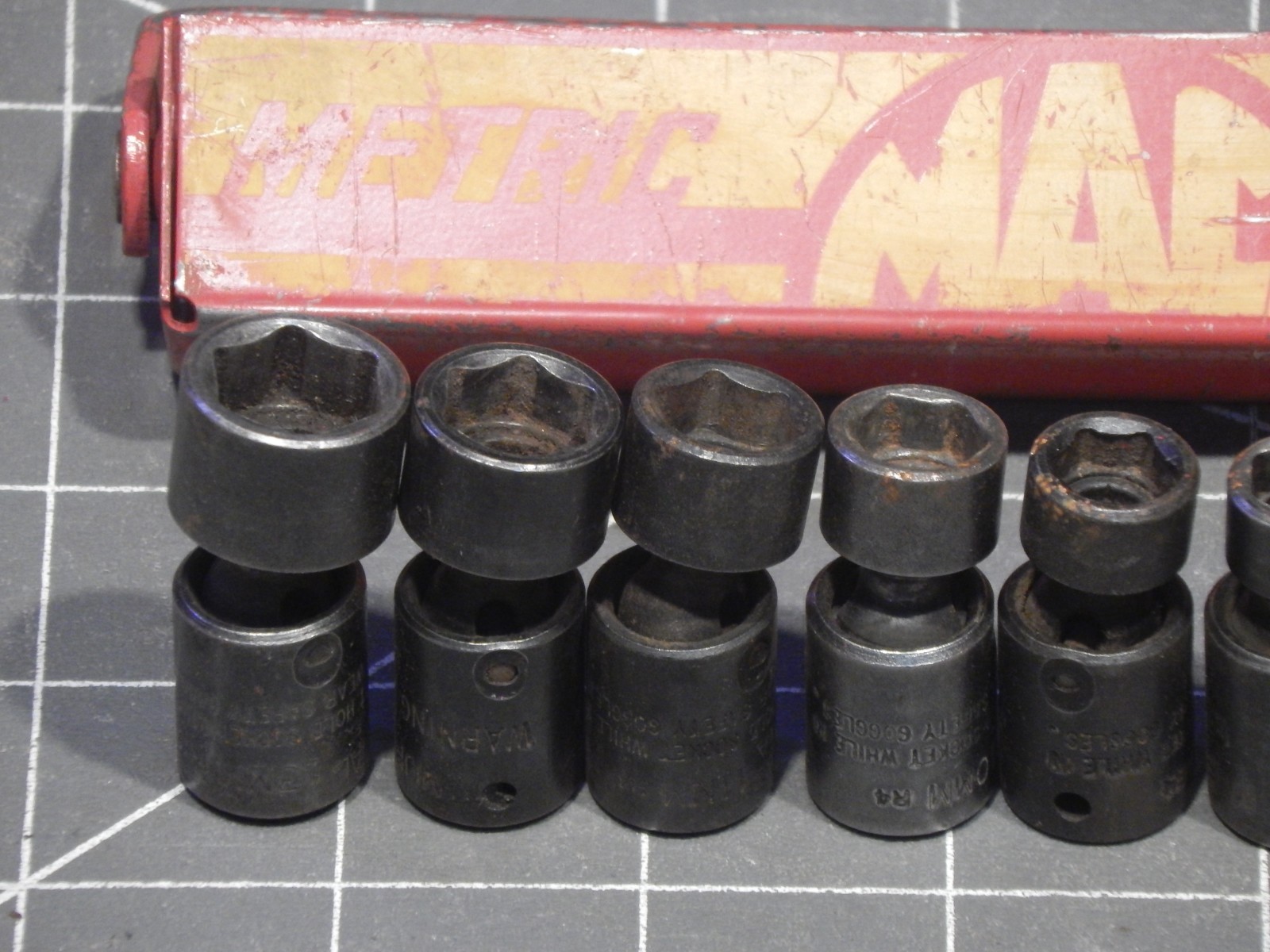 Mac 9Pc Metric 1/4″ Drive Impact Swivel Universal Socket Set 5.5MM 13MM 6Pt Dr