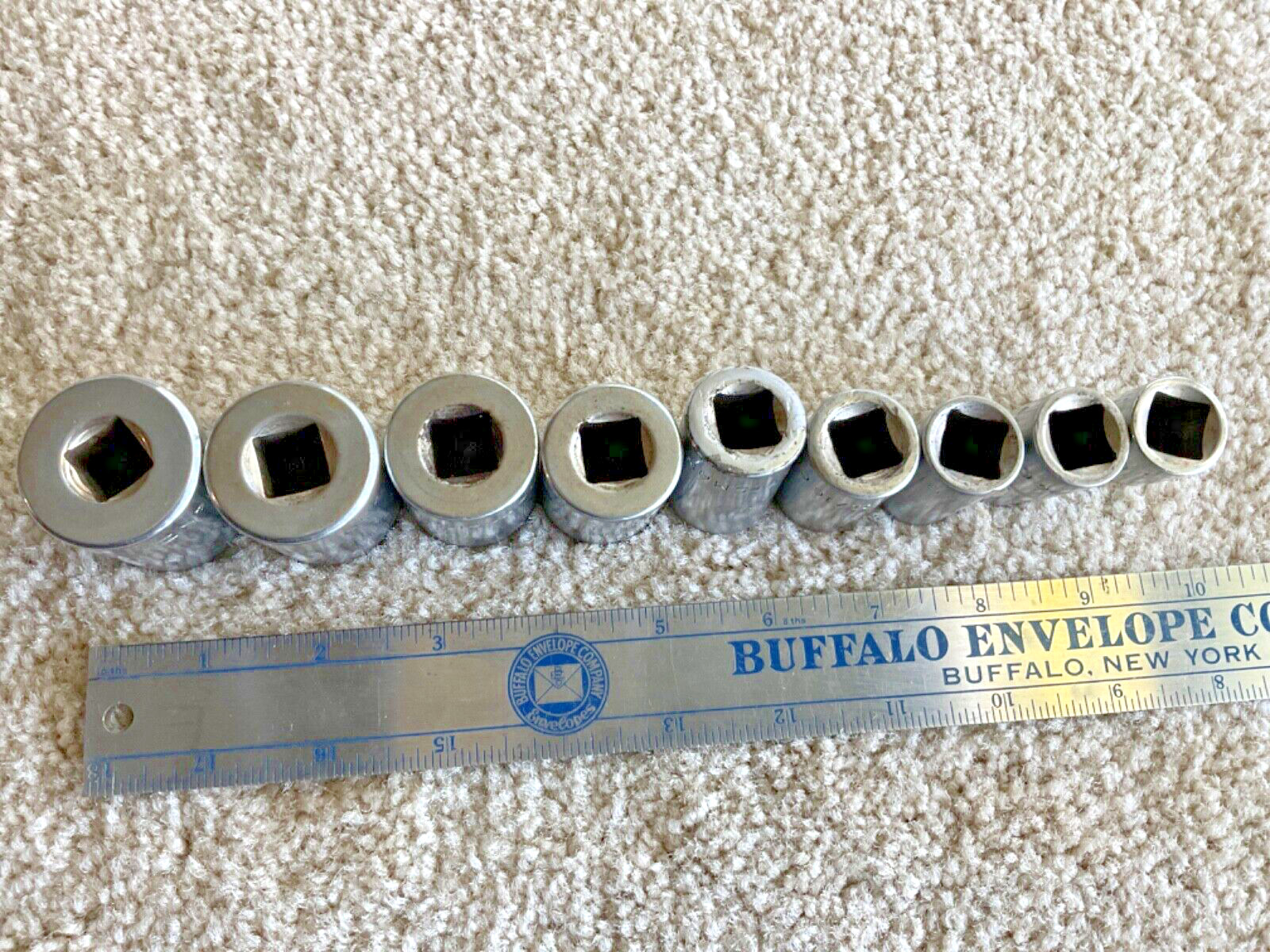 Craftsman Vintage lot 9 Pc Socket Set 1/2″ Dr 12 Pt 1 1/16” to 7/16” V USA