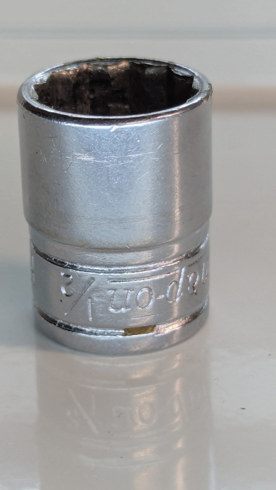 Snap-on F161 3/8″ Drive 1/2″ SAE 12-Point Flank Drive Shallow Chrome Socket USA