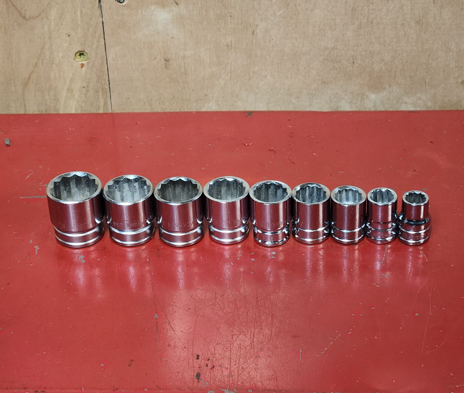 Blackhawk USA 3/8″ Dr SAE 9Pc Socket Set 12Pt 3/8″-7/8″ Vintage Very Nice!