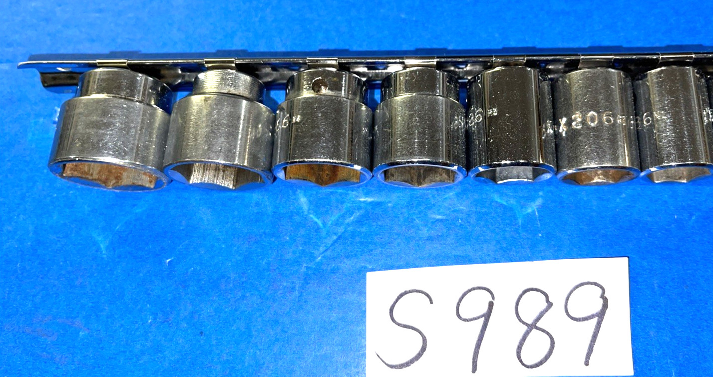 MAC TOOLS 12 PIECE 3/8 DRIVE SAE SHORT CHROME SOCKET SET 6 POINT 1/4 TO 15/16