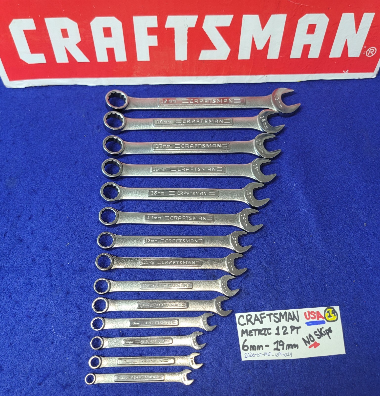 CRAFTSMAN 12pt METRIC Combination Wrench Set 6mm-19m NO Skips (14-pieces) USA