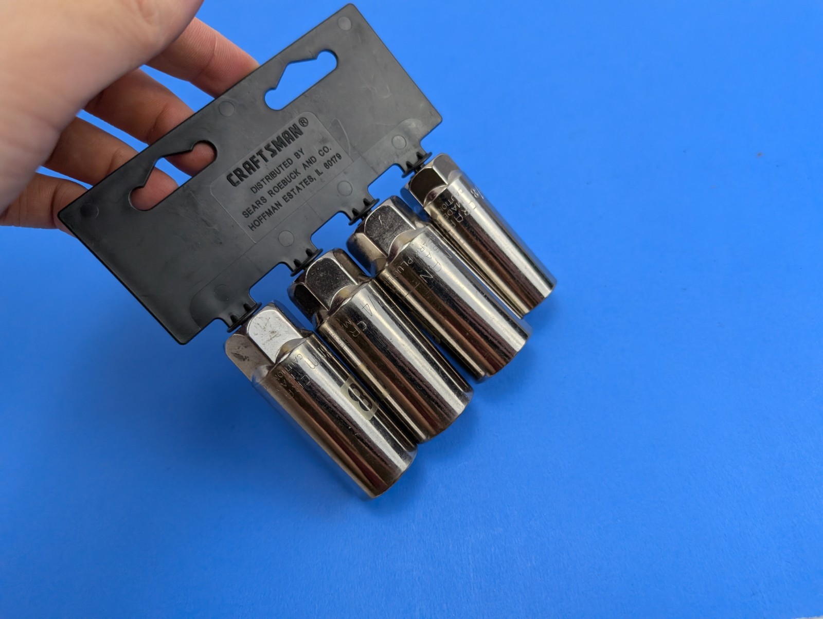 Craftsman 4PC ⅜» Drive Spark Plug Socket 18mm, 3/4″, 13/16″, 5/8″ USA 934504