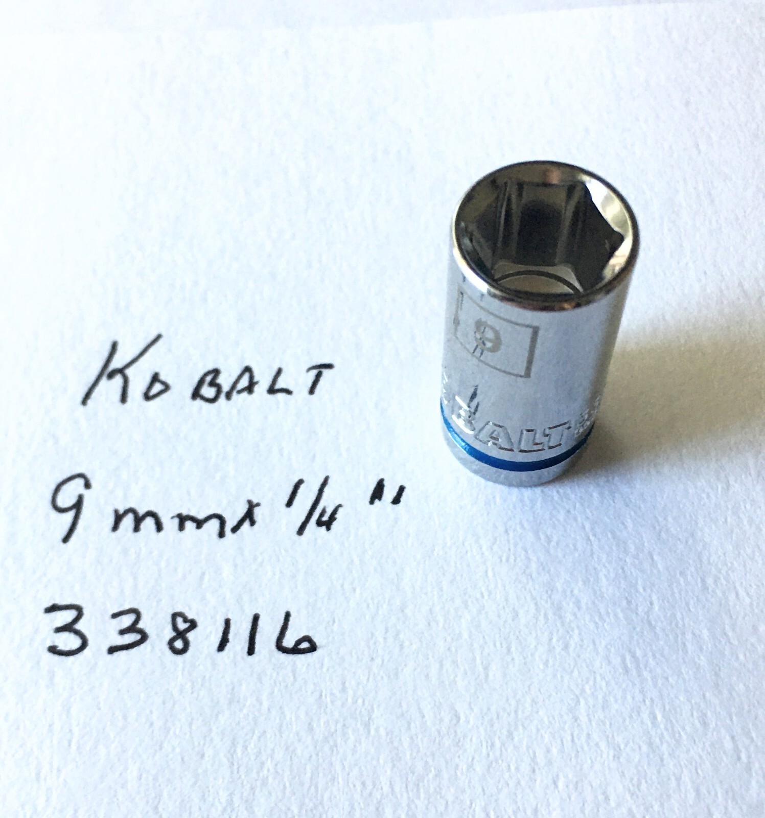 Kobalt 9 mm x 1/4″ Dr Metric Socket 338116 – 6 pt Chrome Finish Free Shipping